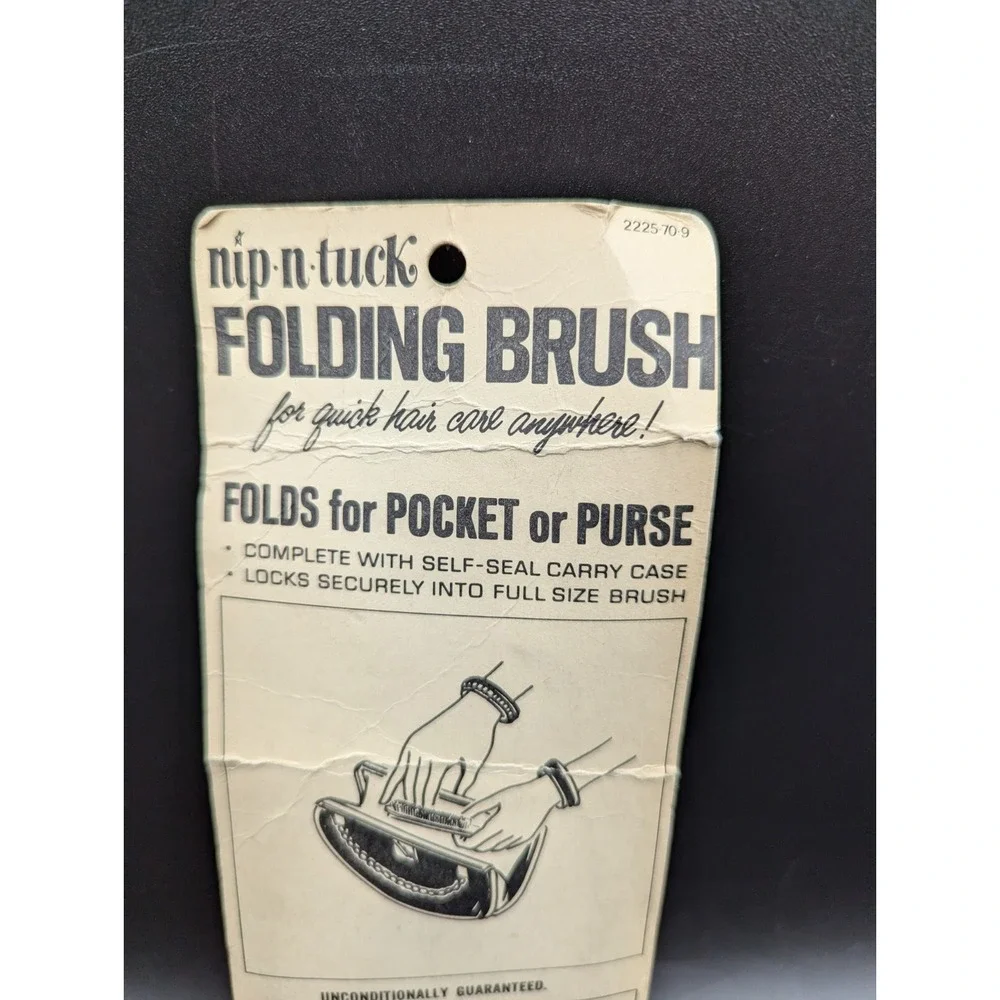 Vintage NOS NEW Nip-N-Tuck Folding Brush by Sekine Mustard New Old Stock